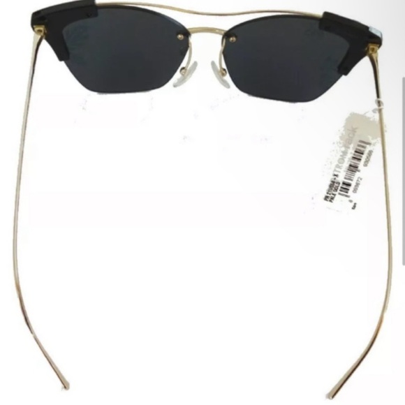 $430 Prada Hibiscus Sunglasses Black + Gold Square Rimless Dark Mirror Lens NWT - Picture 8 of 13
